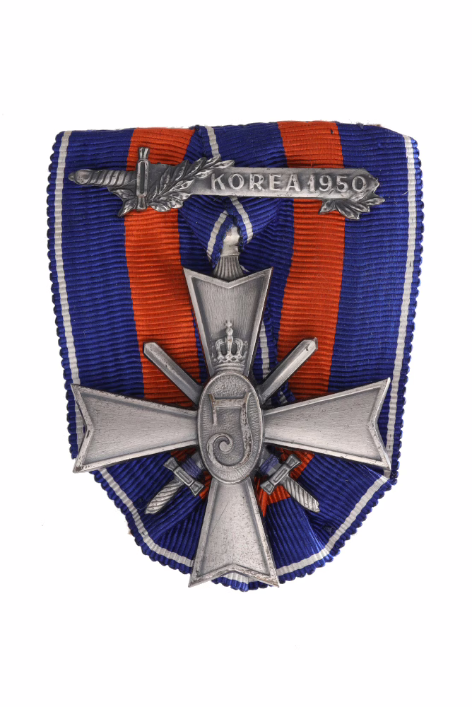 The Cross for Justice and Freedom, obverse of a military decoration from 1951, medal with the ‘Korea 1951’ bar