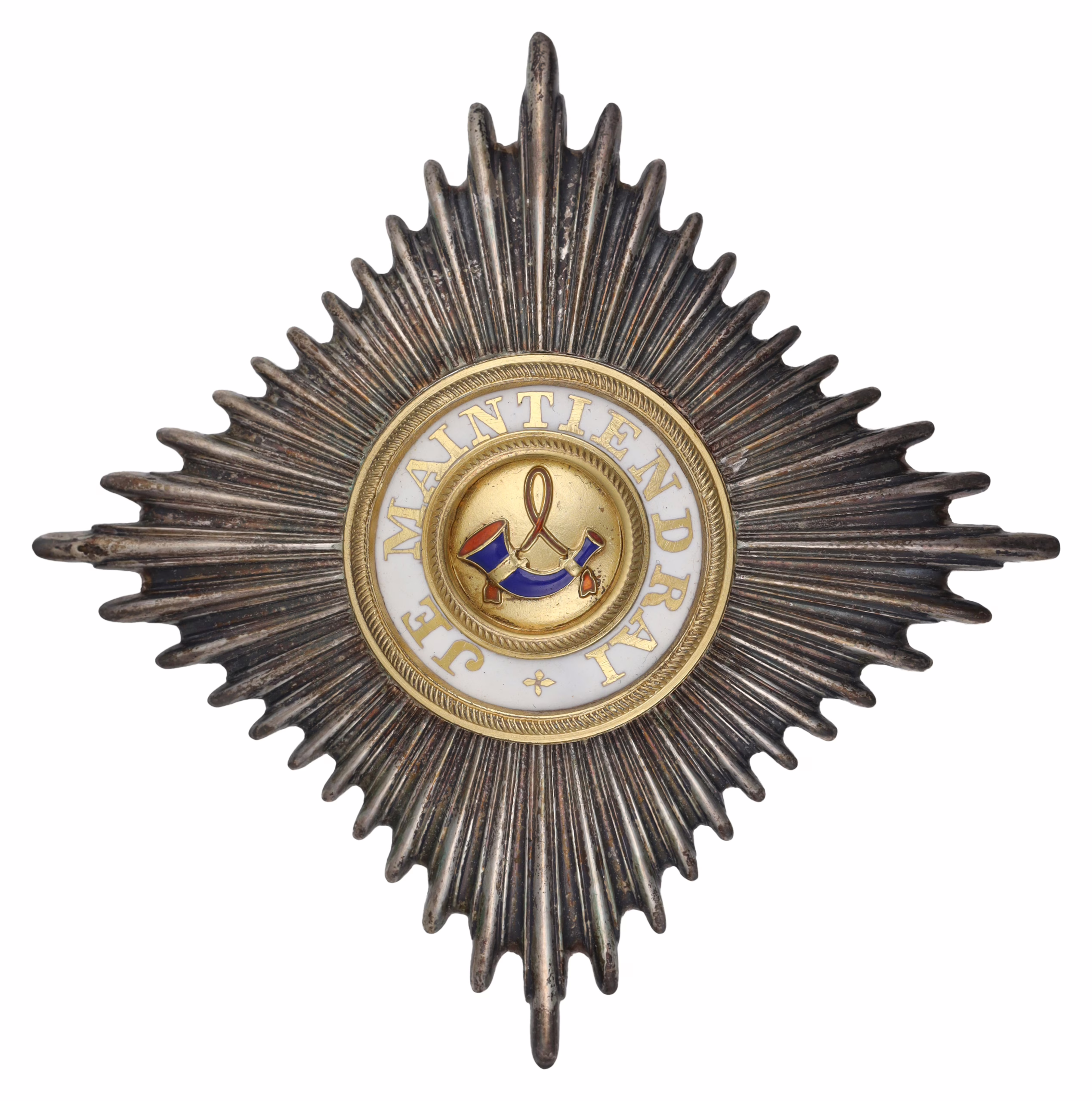 The Order of the Crown, Grand Cross, obverse of a royal decoration from 1969, a medal bearing the inscription ‘Je Maintiendrai’, breast star