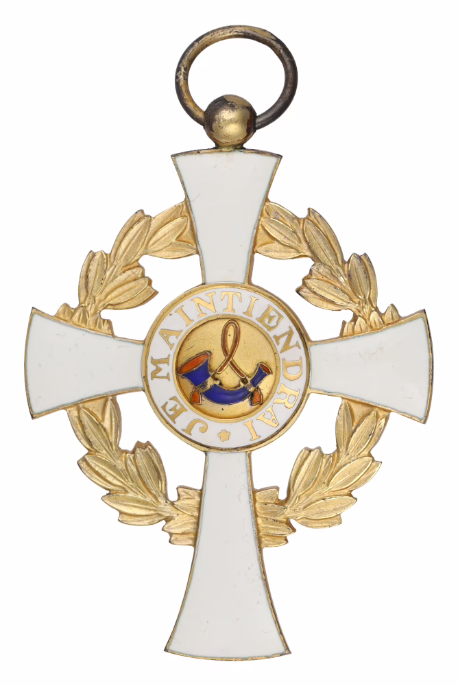 The Order of the Crown, Grand Cross, obverse of a royal decoration from 1969, a medal bearing the inscription ‘Je Maintiendrai’