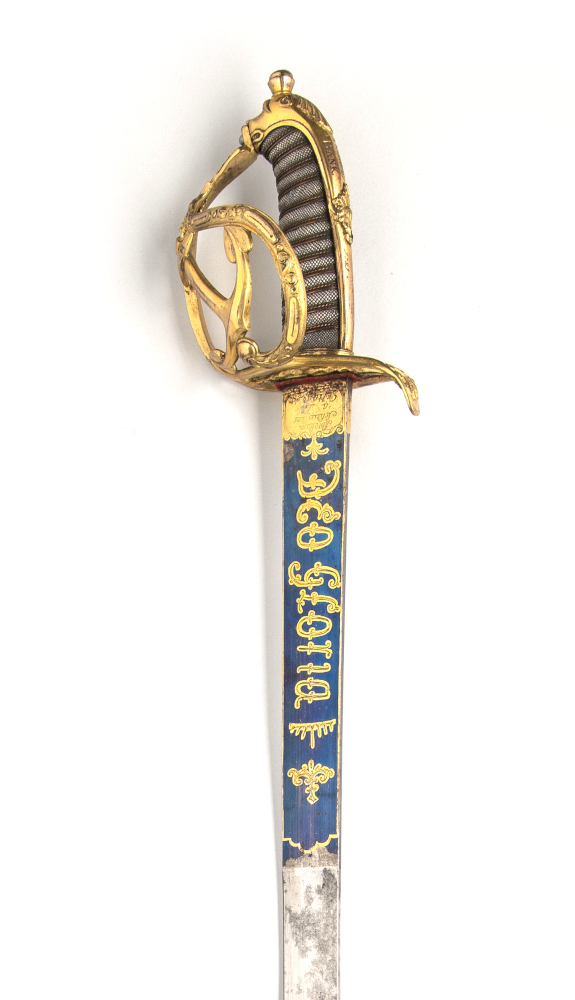 The Doggersbank sabre was instituted in 1781 by Stadtholder William V as a reward for the senior officers of the fleet who had fought against the English in the naval battle at Doggersbank. The sabre bears the inscription DEO GLORIA